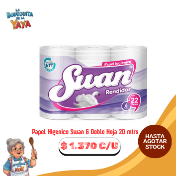 Papel Higenico Swan 6 Doble Hoja 20 mtrs