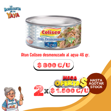 Atun Coliseo desmenuzado al agua 46 gr.