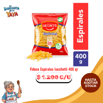 Fideos Espirales lucchetti 400 gr
